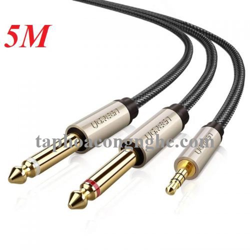 Ugreen 40794 5M Màu Đen Cáp âm thanh 2 đầu 6.5mm dương sang 3.5mm dương cao cấp AV126 30040794
